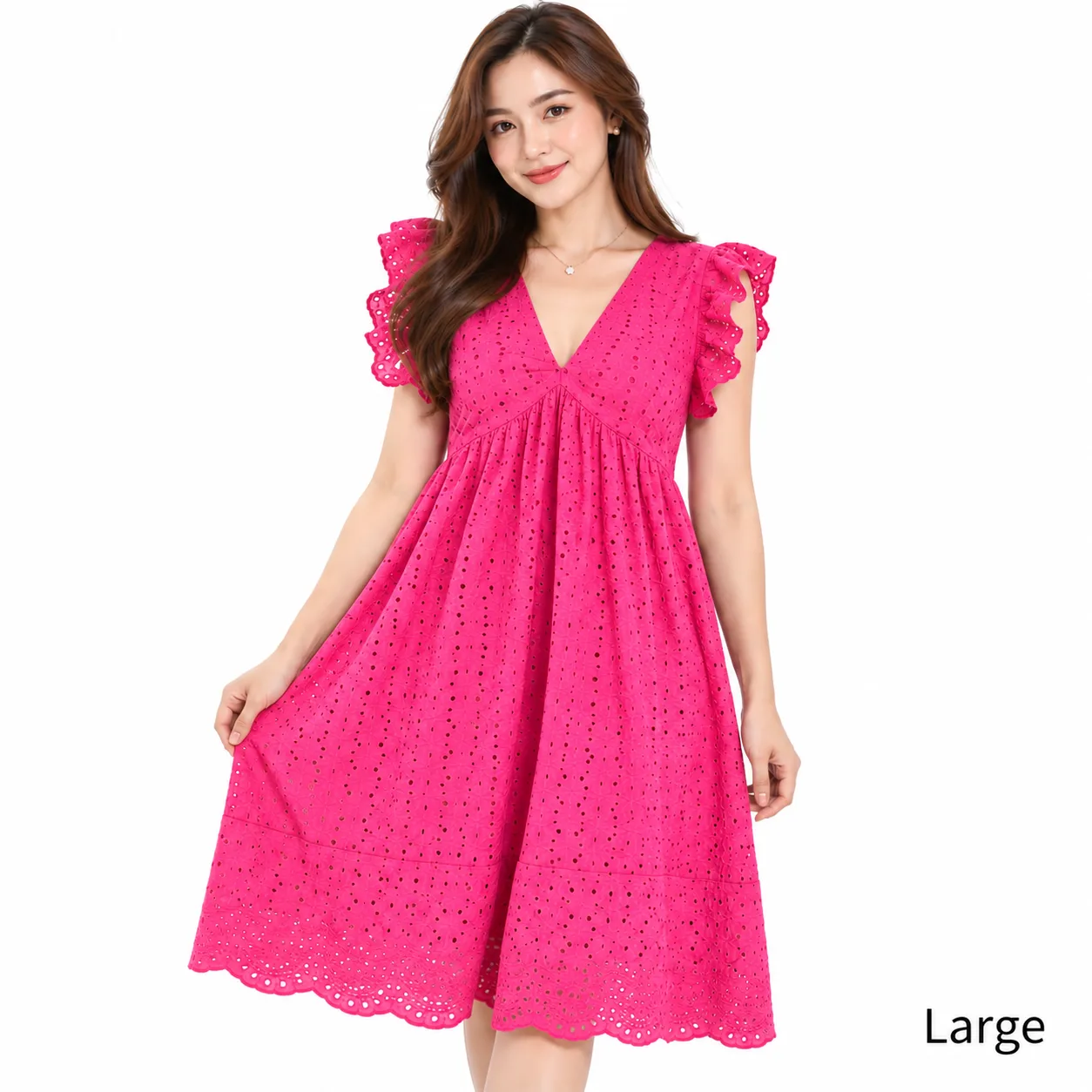 Eyelet mini dress high quality fabric