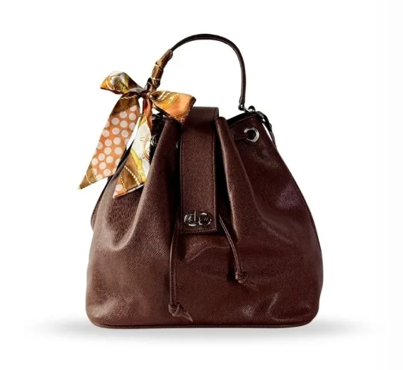 Beautiful Brown Bucket Leather Bag
