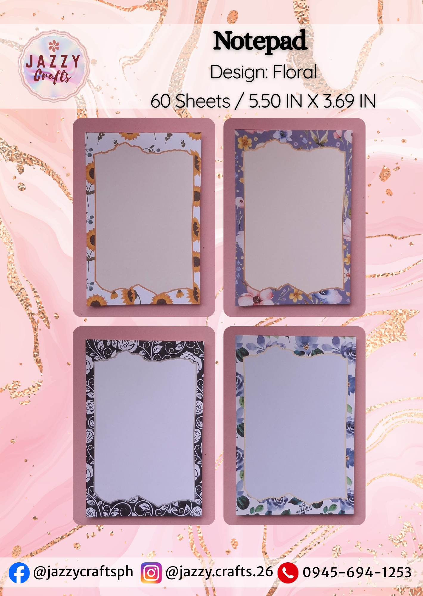 FLORAL AND ANIME GIRL NOTEPAD