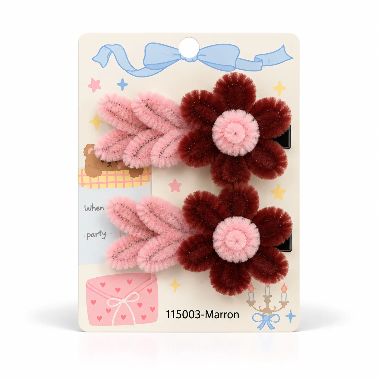 Floral heart hair clip