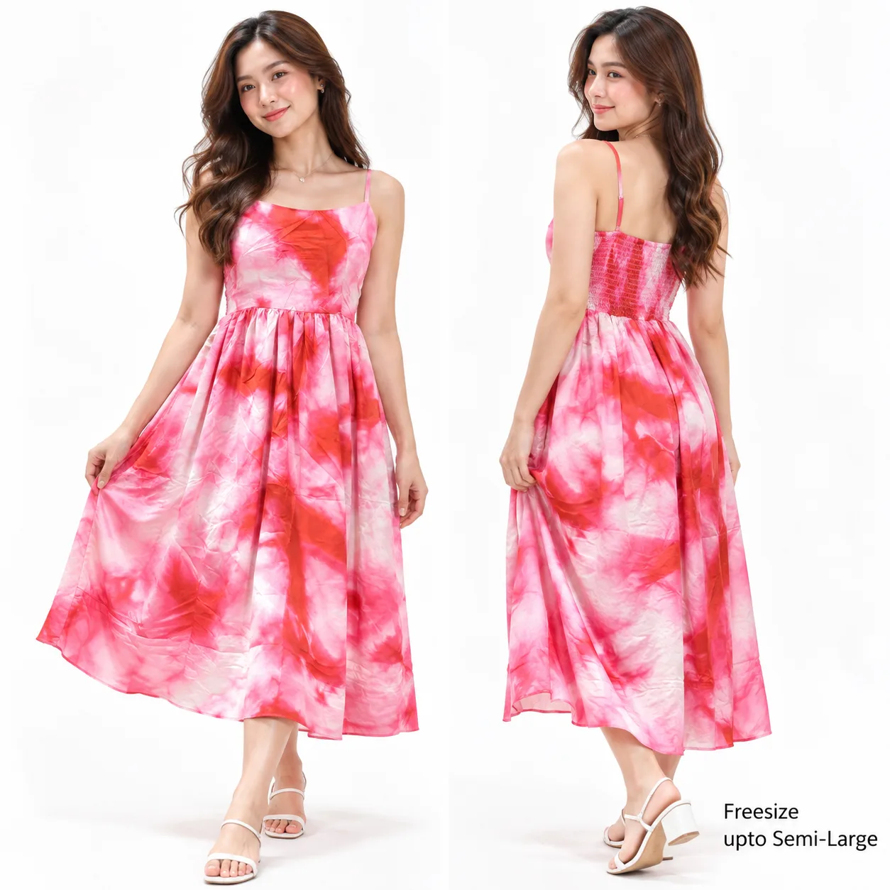 Summer long dress garterized back
