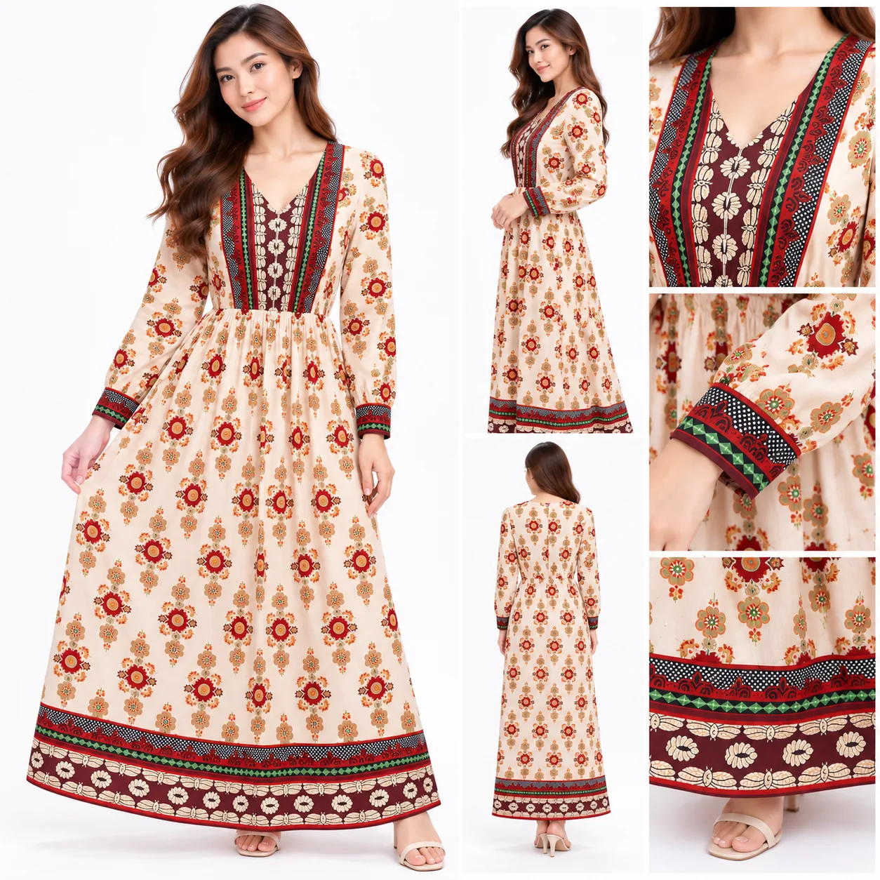 Bohemian Maxi Dress Longsleeve