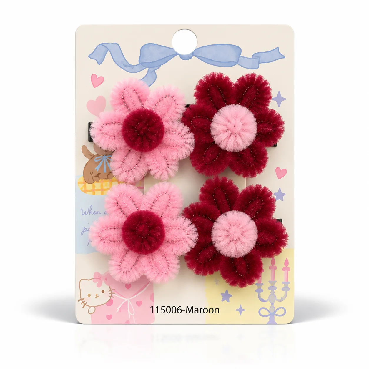 Flowerette hair clips