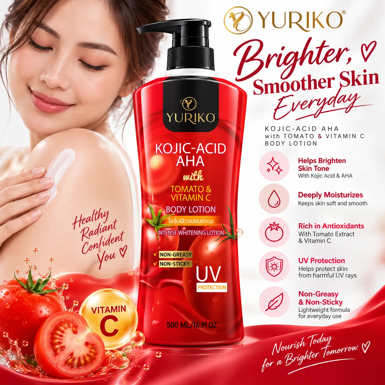 Yuriko Body Lotion Kojic Acid AHA 500ml