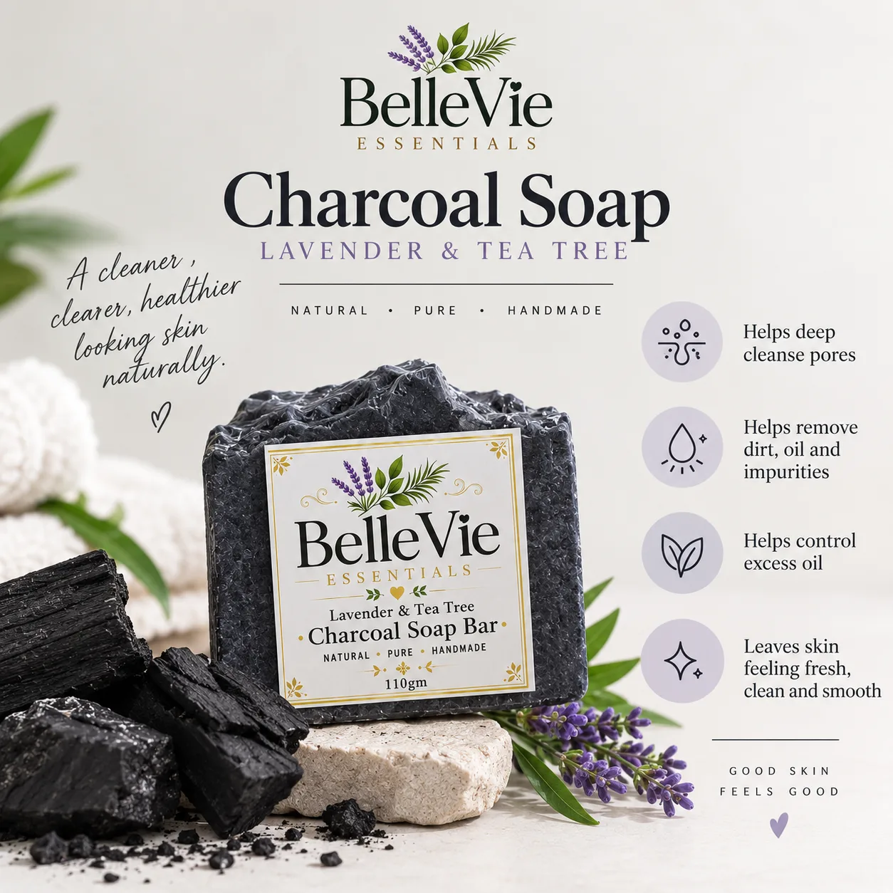 BelleVie Essentials Charcoal Soap